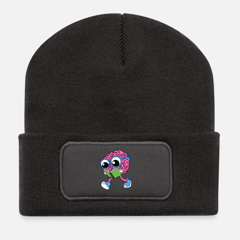Gehirn am Lesen - Recycelte Patch Beanie - Dunkelgrau