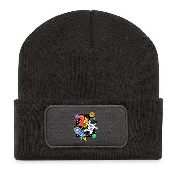 2nd birthday astronaut 2 years boy gift - Recycled Patch Beanie - dark grey - Front