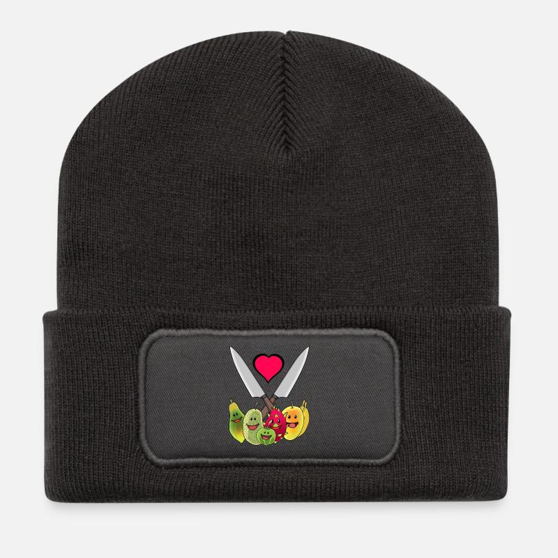 Küchenmesser Vegetarisch Früchte exotisch Obst - Recycelte Patch Beanie - Dunkelgrau