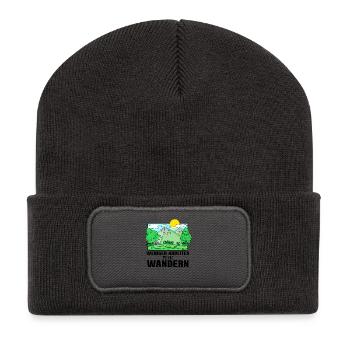 Wandern Berge Wanderer - Recycelte Patch Beanie - Dunkelgrau - Vorne