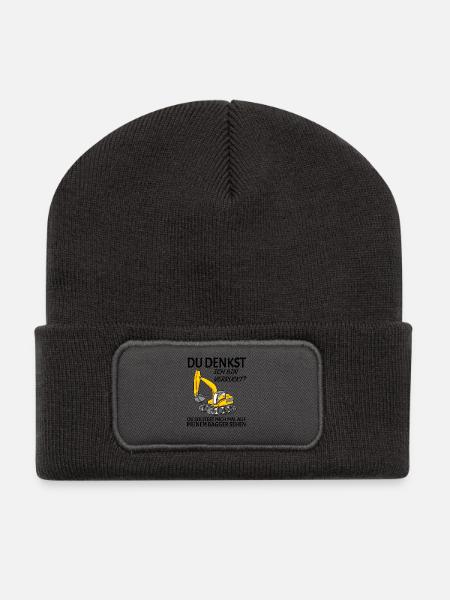 Baggerfahrer Bagger - Recycelte Patch Beanie - Dunkelgrau