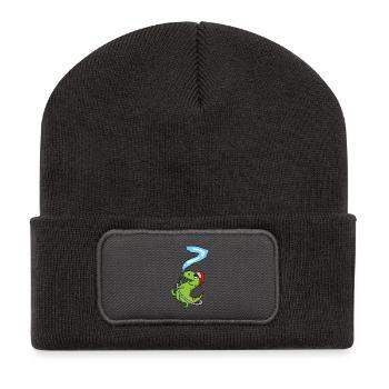 7th Birthday Dinosaur Fire Brigade Gift - Recycled Patch Beanie - dark grey - Front