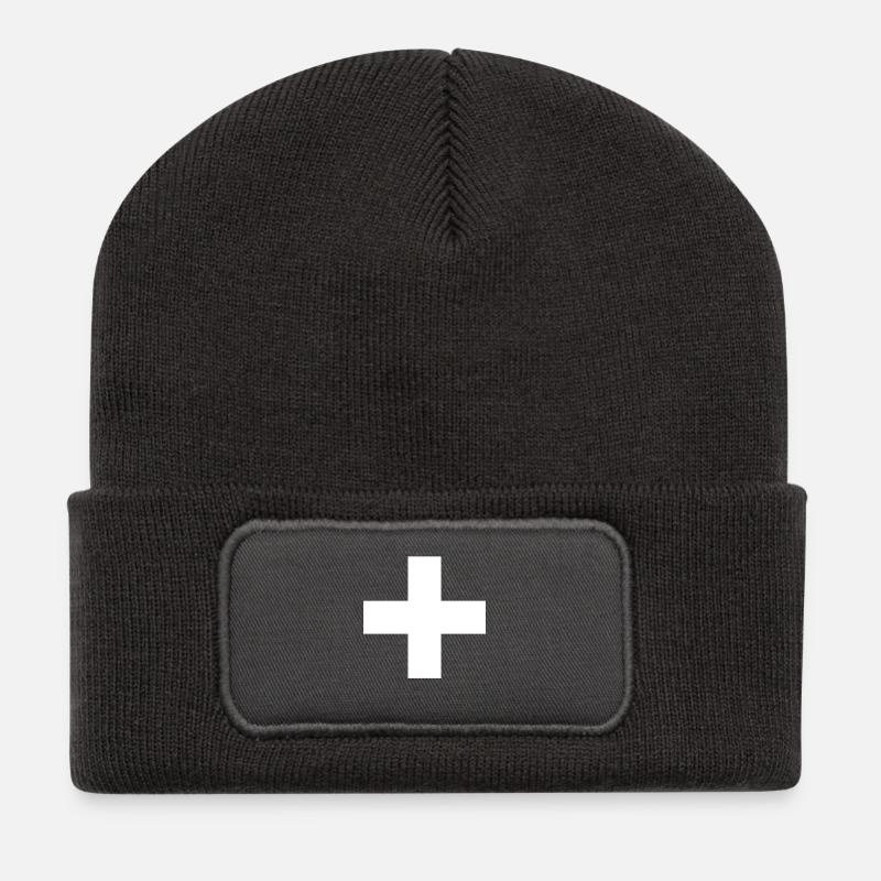 Schweizer Flagge Schweiz Kreuz - Recycelte Patch Beanie - Dunkelgrau