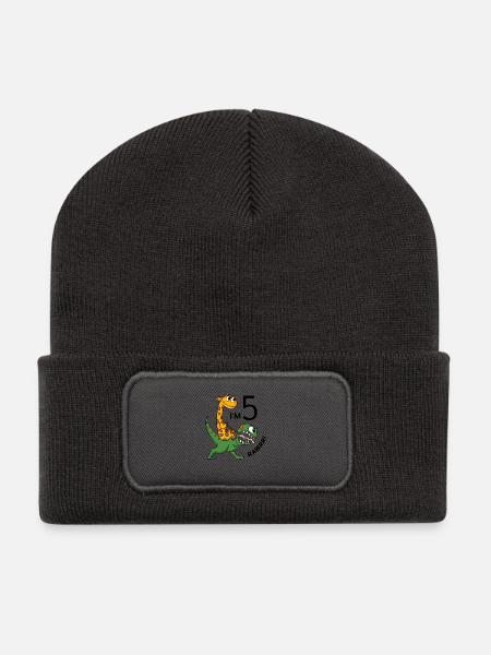 5. Geburtstag - 5 Jahre alt - Kindergeburtstag - Recycelte Patch Beanie - Dunkelgrau