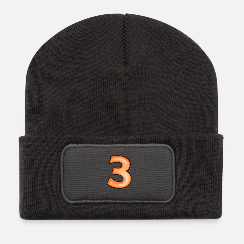 Nummer 3 - Recycelte Patch Beanie - Dunkelgrau