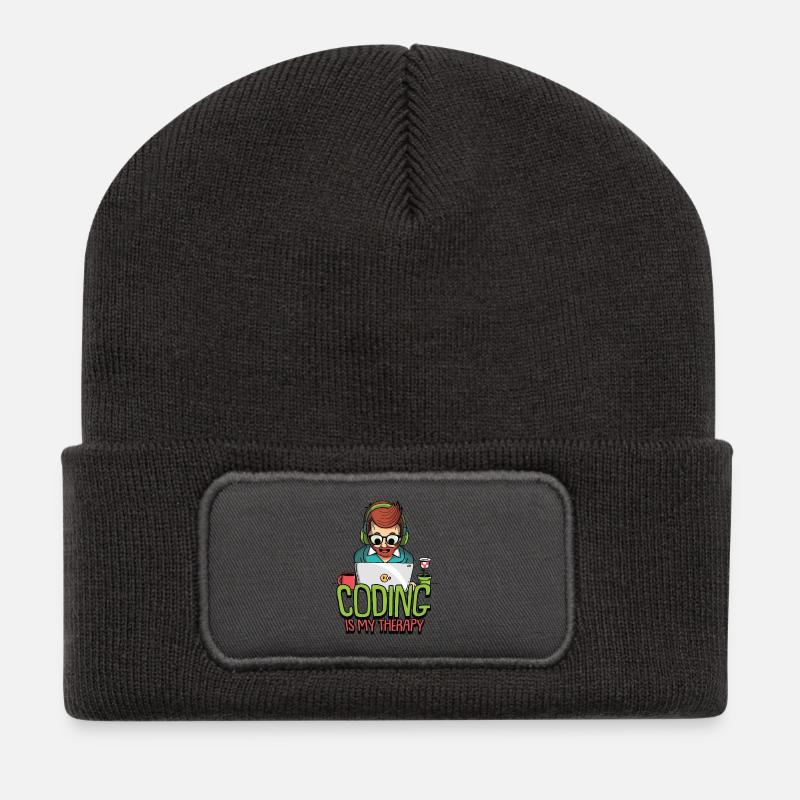 Hacking Programmierer Hacker Code Coding Geschenk - Recycelte Patch Beanie - Dunkelgrau