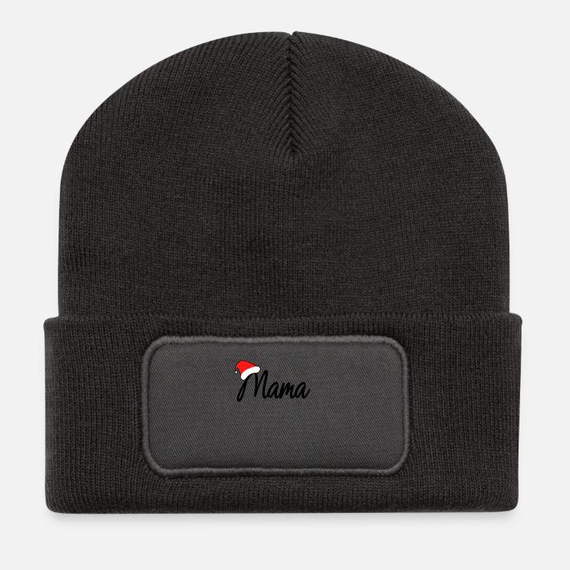 Weihnachten Mama - Recycelte Patch Beanie - Dunkelgrau