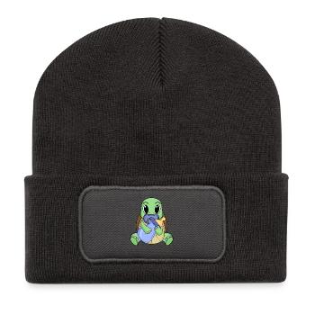 Bébé Tortue - Beanie recyclé à patch - charbon - Devant