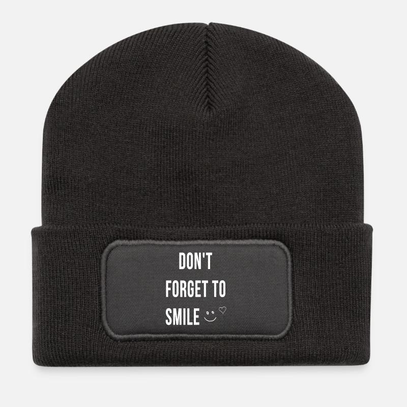 Dont forget to smile - Recycled Patch Beanie - dark grey