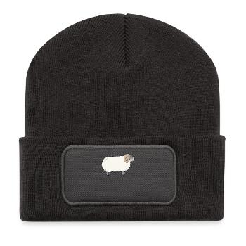 Mouton écossais Blackface - Beanie recyclé à patch - charbon - Devant