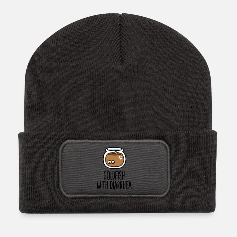 Drôle de poisson rouge Poisson rouge avec diarrhée diarrhée - Beanie recyclé à patch - charbon