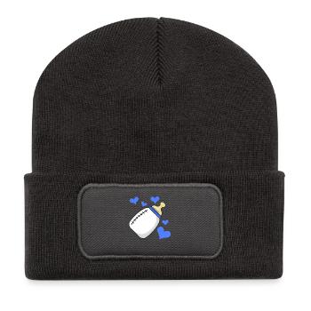 Milk bottle Boy pregnant birth - Recycled Patch Beanie - dark grey - Front