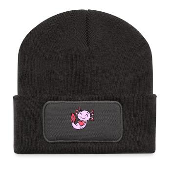 Cœur Axolotl - Beanie recyclé à patch - charbon - Devant