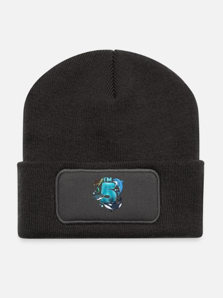 5. Geburtstag Meerestiere - Recycelte Patch Beanie - Dunkelgrau