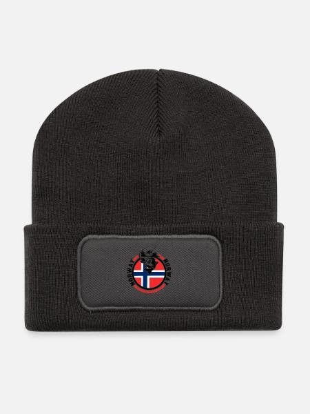 Norwegen Angeln Angler Fischen - Recycelte Patch Beanie - Dunkelgrau