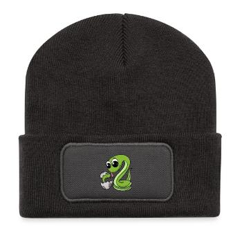 Snake with baby snake - Recycled Patch Beanie - dark grey - Front