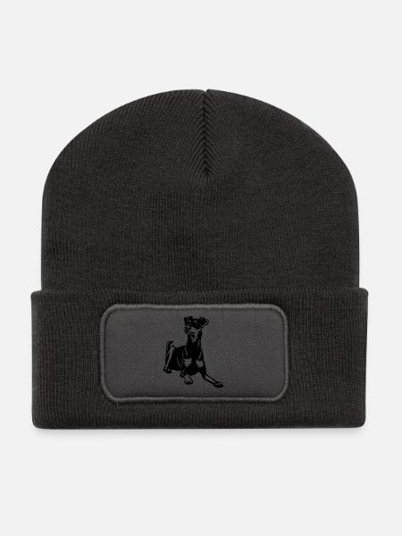 Deutscher Pinscher - Recycelte Patch Beanie - Dunkelgrau