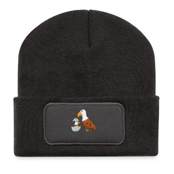 Aigle avec Bébé Aigle - Beanie recyclé à patch - charbon - Devant
