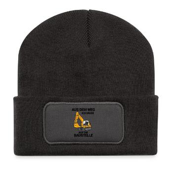 Baustelle Bagger Baggerfahrer Geschenk - Recycelte Patch Beanie - Dunkelgrau - Vorne