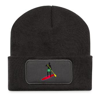 Stand up paddle - Homme avec paddle board - Beanie recyclé à patch - charbon - Devant