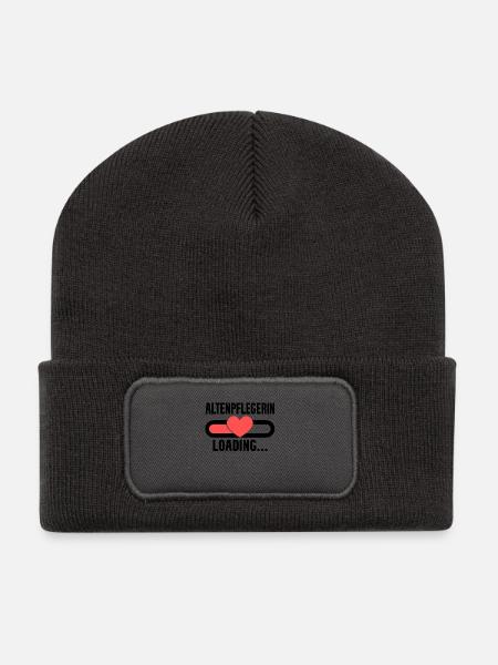 Altenpflegerin Loading - Recycelte Patch Beanie - Dunkelgrau