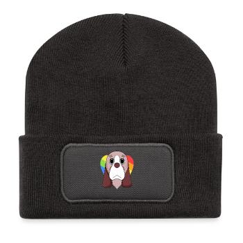Basset Hound Dog - Recycled Patch Beanie - dark grey - Front
