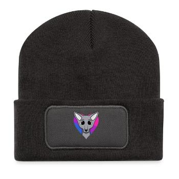 Cadeau bisexuel Sphynx Cat - Beanie recyclé à patch - charbon - Devant