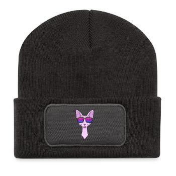 Cadeau bisexuel Sphynx Cat - Beanie recyclé à patch - charbon - Devant