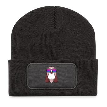Bisexuell Basset Hound Hund Geschenk - Recycelte Patch Beanie - Dunkelgrau - Vorne