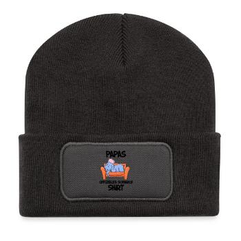 Papa Schlafshirt Vater Geschenk - Recycelte Patch Beanie - Dunkelgrau - Vorne