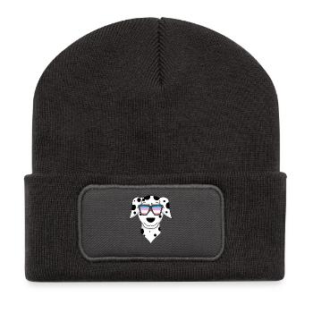 Transgender Dalmatian dog - dog with glasses - Recycled Patch Beanie - dark grey - Front