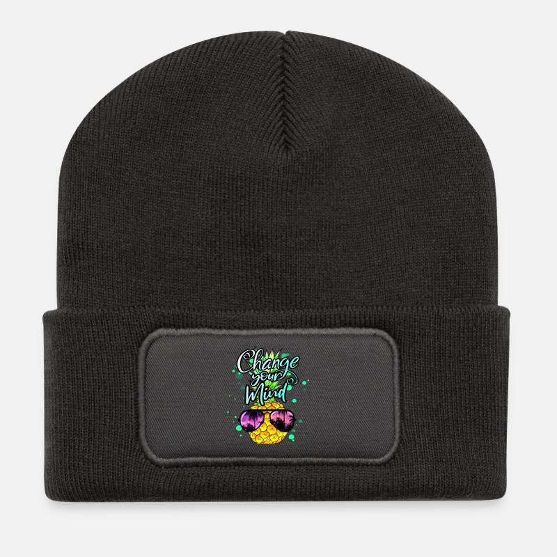 Ananas verändere dein Denken - Recycelte Patch Beanie - Dunkelgrau