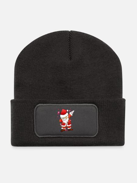 Dabbing Nikolaus - Recycelte Patch Beanie - Dunkelgrau