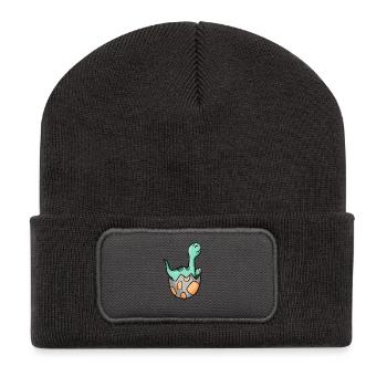 Dinosaur Egg Dino Motif - Recycled Patch Beanie - dark grey - Front