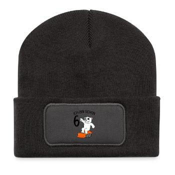 6 Geburtstag Kindergeburtstag Polarbär Baustelle - Recycelte Patch Beanie - Dunkelgrau - Vorne