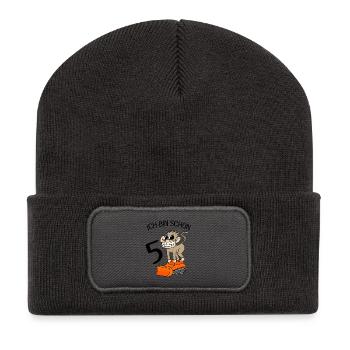 5 Geburtstag Baustelle Affe Kindergeburtstag - Recycelte Patch Beanie - Dunkelgrau - Vorne