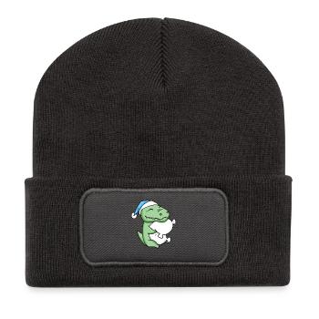 Bébé crocodile - Beanie recyclé à patch - charbon - Devant