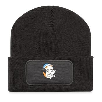 Katze Katzenrasse Selkirk Rex - Recycelte Patch Beanie - Dunkelgrau - Vorne