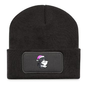 Katze Katzenrasse Norwegische Waldkatze - Recycelte Patch Beanie - Dunkelgrau - Vorne
