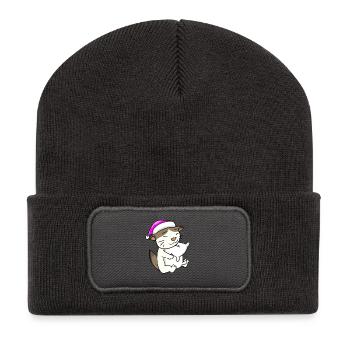 Katze Katzenrasse RagaMuffin - Recycelte Patch Beanie - Dunkelgrau - Vorne