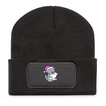 Katze Katzenrasse Britisch Kurzhaar - Recycelte Patch Beanie - Dunkelgrau - Vorne