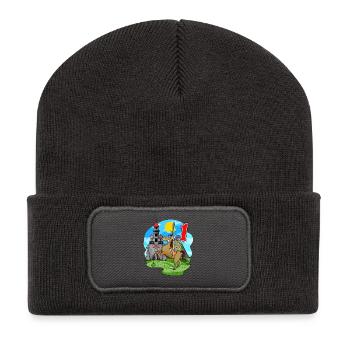 Ritter 1. Geburtstag 1 Jahre Junge Geschenk - Recycelte Patch Beanie - Dunkelgrau - Vorne