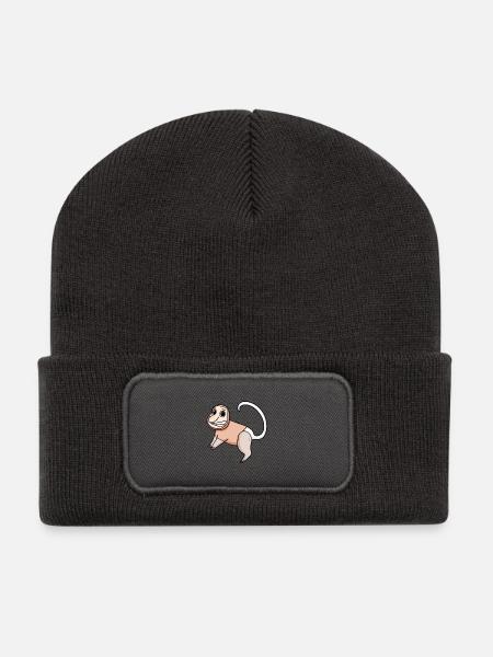 Nasenaffe Affe Affen - Recycelte Patch Beanie - Dunkelgrau
