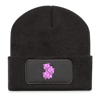 Porcs mignons - Beanie recyclé à patch - charbon - Devant