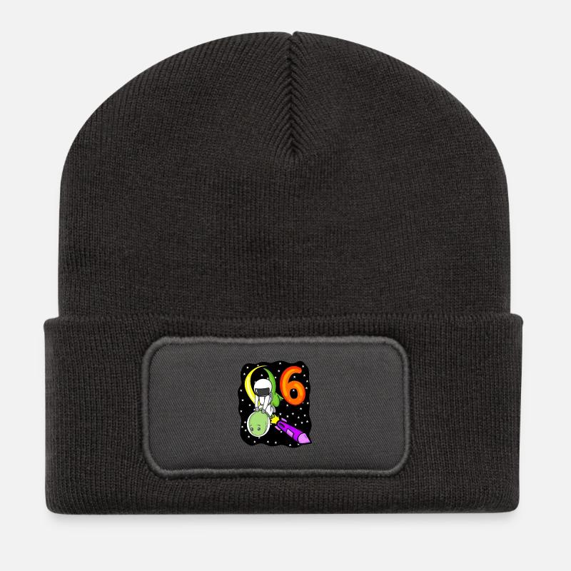 Junge 6 Jahre alt - Ich bin 6 - 6. Geburtstag - Recycelte Patch Beanie - Dunkelgrau