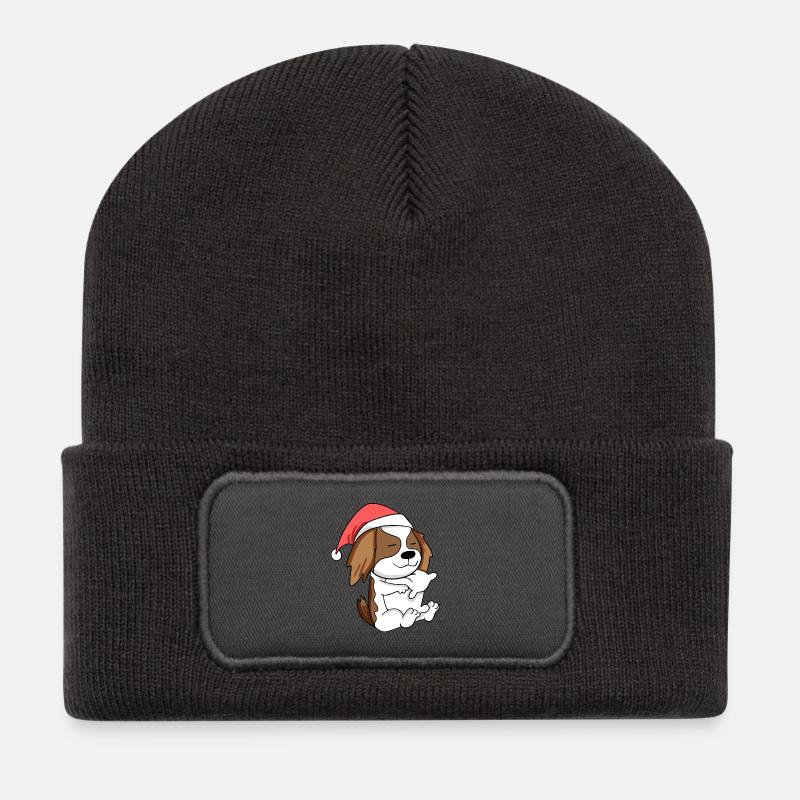 Cavalier King Charles Spaniel Chien Noël - Beanie recyclé à patch - charbon