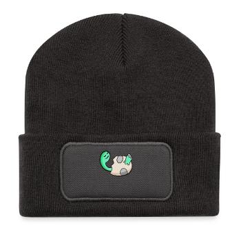 Dinosaur Egg Dino Baby Motif - Recycled Patch Beanie - dark grey - Front