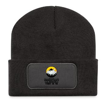 Wandern 40. Geburtstag Wanderer 40 Jahre alt - Recycelte Patch Beanie - Dunkelgrau - Vorne