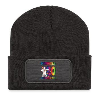 Offiziell 20 und die Party geht weiter - Einhorn - Recycelte Patch Beanie - Dunkelgrau - Vorne