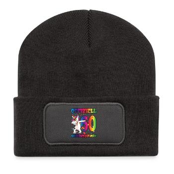 Offiziell 60 und die Party geht weiter - Einhorn - Recycelte Patch Beanie - Dunkelgrau - Vorne